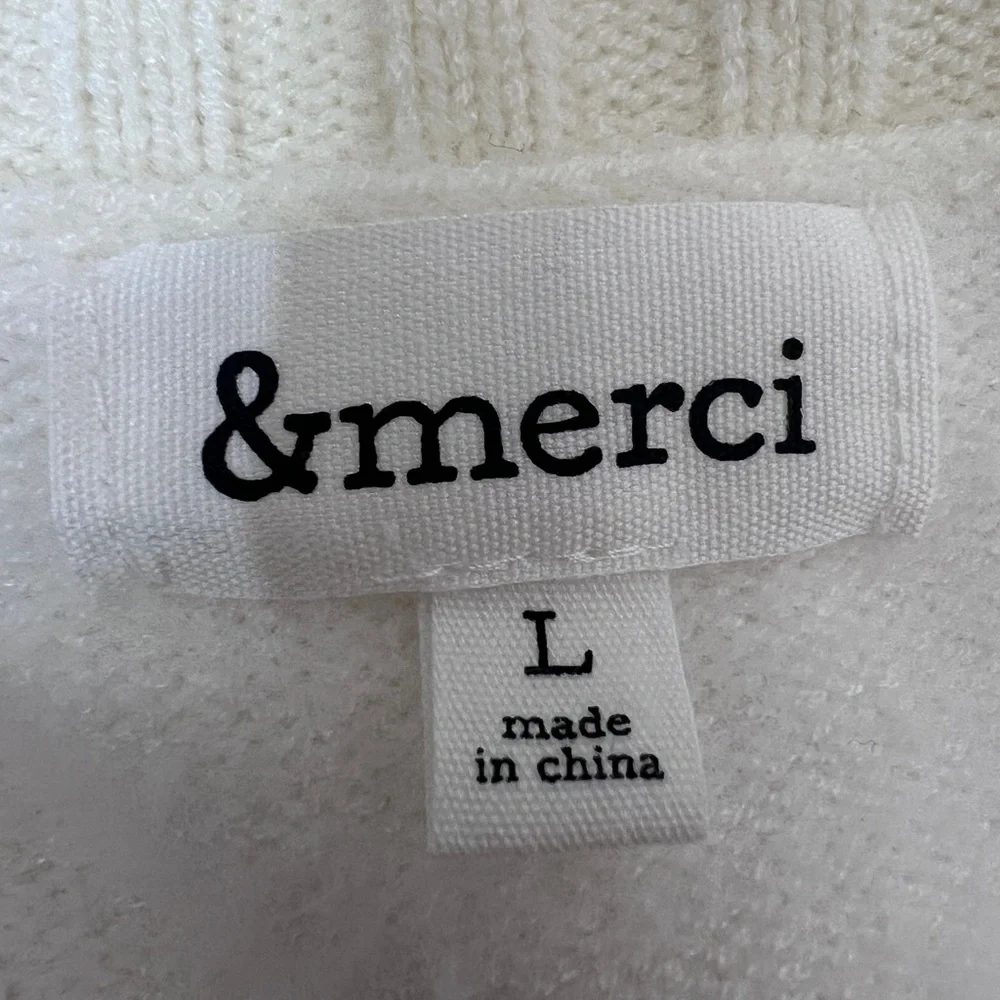NWOT Striped Sleeve White Sweater